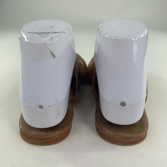 Bed Stu Henna Women's Sandals US 6.5 Brown Strappy Woven Leather Studded Slide - Picture 6 of 11